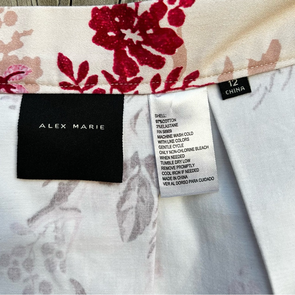 Alex Marie Pink Floral A-Line Skirt Size 12 Cotton Blend Sateen - Picture 3 of 7